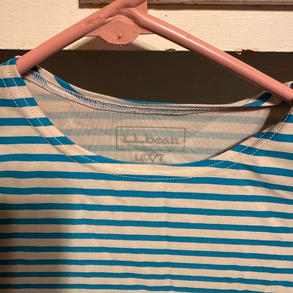 L.L. Bean Kids Swim Tee - Blue and White Stripes size 6-7 - Picture 4 of 5